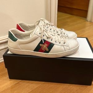 Men’s Gucci Ace Sneakers Size 9 USA White